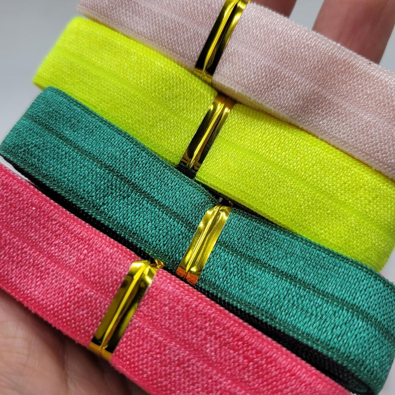 FAYADA Fold Over Elastic,5/8" Foldover FOE Trim Elastic Ribbon,Stretch FOE Band for Hair Ties Headbands Sewing Craft -20 Yards (20 Colors) - Image 3